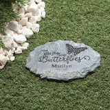 Fox Valley Traders Custom Butterfly Memorial Stone, Customized Remembrance Garden Stone, Gray, 10-Inch
