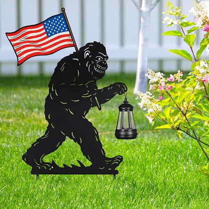 Solar Garden Stake Decorative Lantern for Outdoor, 2 Pack Metal Bigfoot Silhouette Lights for Lawn, Pathway, Patio, Yard Outdoor Decor Gifts for Women Mom and Grandma