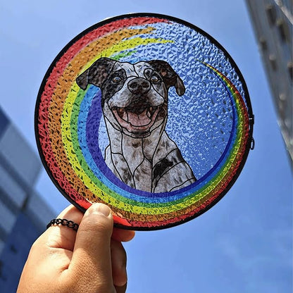 Custom Dog Portrait Art Suncatcher Steel Glass, Personalized Rainbow Bridge Pet Memorial Gifts for Dogs, Custom Photo Dog Sympathy Gift, Remembrance Gift Pet Indoor Decor, SunCatcher Window Hanging