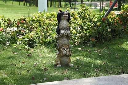 HI-LINE Stacked Cats Outdoor Garden Statue - 22.25"