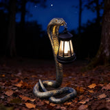Solar Garden Outdoor Statues Snake with Solar Lights Outdoor Chrismtas Decorations - Lawn Decor Snake Statue for Patio, Balcony, Yard Ornament - Unique Housewarming Gifts (Brass Color)