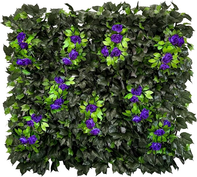 Dense Flowering Ivy Privacy Screen- Realistic Faux Foliage on Expandable Willow Fence for Outdoor, Patio, Balcony Cover & Decorative Shade Panel, UV Protected