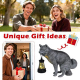 Discreet Wolf Garden Statue - The Loyal Guardian's Surprise Solar Lantern - Unique Dog Resin Figurine for Lawn Patio Yard - Funny Gag Gift for Gardeners - Birthday Gifts for Grandma Mom Women