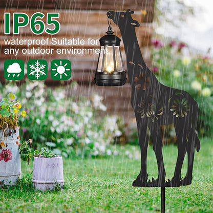 2Pack Solar Outdoor Garden Lights Stakes Solar Metal Flower Giraffe Lawn Deco Statue Patio, Outdoor Decor, Garden Decorations, Lawn Ornaments