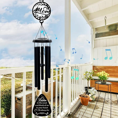 37'' Sympathy Gifts for Loss of Mom,Memorial Wind Chimes for Loss of Mother,Condolence Bereavement Gifts in Memory of Mom,Black