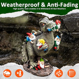 SOWSUN Dinosaur Gnomes Garden Statues Garden Decor Yard Decorations Outdoor, Patio, Yard, Lawn Ornaments Unique Housewarming Gifts for Women, Mom for Mothers Day
