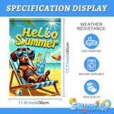 HOMETITUTE Hello Summer Garden Flag Dachshund Dog Flag 12x18 Inch Double Sided Summer Dachshund Garden Flag Sea Beach Seasonal Yard Flag for Outside Decoration Small Seasonal Decor for Farmhouse Holiday