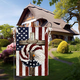 Patriotic Stars and Stripes Eagle Wreath Garden Flag 12x18 Inch Double Sided USA 4th of July Burlap Yard Flags Memorial Day Independence Day Yard Outdoor Decoration