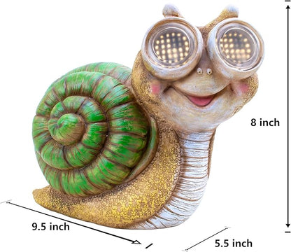 Solar Snail Statue Garden Light, Solar Powered Outdoor Decor with LED Eyes, Resin Garden Figurine for Yard/Patio/Lawn, Waterproof Solar Statue, Gift for Women/Mom/Grandparents
