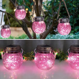Hanging Outdoor Solar Lights,VGE 2 Pack 30LED Cracked Glass Ball Decorative Lights,Solar Powered Waterproof Landscape Lights with Handle for Tree Yard Garden Patio Fence Holiday Decor(Pingk)