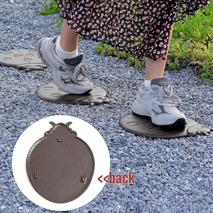 Sungmor Cast Iron Ladybug Stepping Stones, Sturdy Metal Stepping Mat for Front Door, Outdoor Walkway Decorative Statue, Garden Path Pavers for Yard Lawn Landscaping