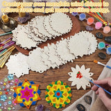JellyArch 30 Pack Spring Mandala Wind Chime Making Crafts Kit for Adults, Make Your Own Wind Chime Bulk Wooden Hanging Ornaments for DIY Activity Birthday Summer Decoration