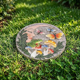 Garden Stepping Stones Outdoor, 9.8" Resin Frog Stepping Stone with Moon Butterfly Mushroom, Spring Decorative Round Walkway Gardening Gifts Home Decor for Outside Yard Pathway Patio Lawn