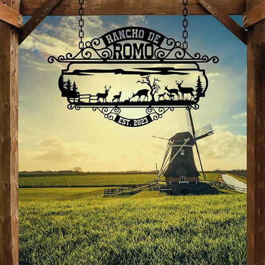 Personalized Metal Farm Sign, Customized Family Name Ranch Sign, Large Last Name Sign for Farmhouse Decoration, Outdoor Farm Wall Art, Welcome Sign, Entrance Gate Sign, Farm Lovers Gift, Garden Decor
