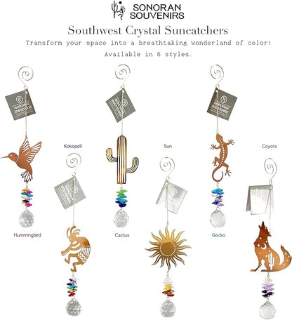 Crystal Cascade Suncatcher - Rose Gold Crystal Hanging Ornament for Windows Hanging Prism Rainbow Maker Feng Shui (Kokopelli)