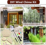 Wind Chime Kit 28 PCS Wind Chime Replacement Parts Including Hexagon Top, Clapper, Wind Catcher, 19.6FT Nylon Cord, DIY Wood Windchime Supplies (Wood)