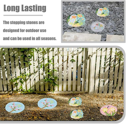 Stepping Stone Decorative Step Stones That Stake Into The Ground, Landscaping Stepping Stone/Walkway Tiles, Yard Decor Pathway Pavers Stones Ornaments(Pink)