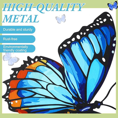 1 Pcs Spring Metal Butterfly Garden Stakes Decor 16.5 Inch Decorative Blue Butterfly Yard Stake Outdoor Insect Decor Metal Garden Art Ornaments for Patio Porch Lawn Backyard