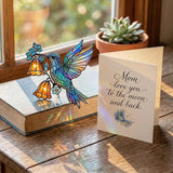 Hummingbird with Flowers Handmade Resin Suncatchers, Artisan Suncatcher Stained Glass Effect Hummingbird Ornaments Window Hanging Garden Decor, Gifts for Mother's Day, Mom, Grandma, Wife, Women