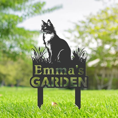 Personalized Cute Cat Kitten Metal Garden Sign,Custom Yard Sign With Stake,Outdoor Garden Décor,Pet Cat Lawn Garden Decorated Statue,Cat Sympathy Yard Metal Sign,Cat Lover Gifts Kailyard Plaque.
