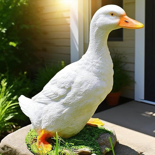 Teaeeno Farm Duck Statues Real Duck Fence Decoration Funny Resin Duck Decor Outdoor Real Animal Statue Duck Sculpture Perfect for Home Garden Stairs Farm Patio Backyard