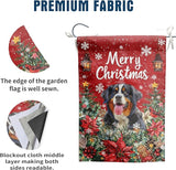 Christmas Bernese Mountain Garden Flag Merry Christmas Dog Yard Flag for Outside Xmas Flags 12x18 Double Sided Red Poinsettia Garden Flags Winter Porch Decorations Outdoor