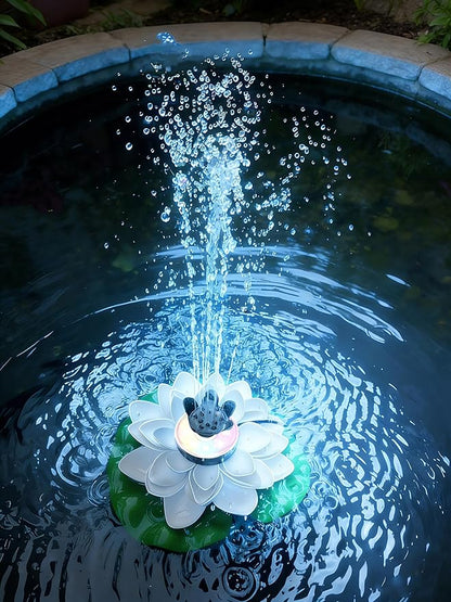 Solar Fountain Pump with 5000mA Battery Backup,Pond Pumps,Solar Bird Bath, Lily Pads for Ponds,9W Solar Panel,Pond Plants，Water Garden (Purple)