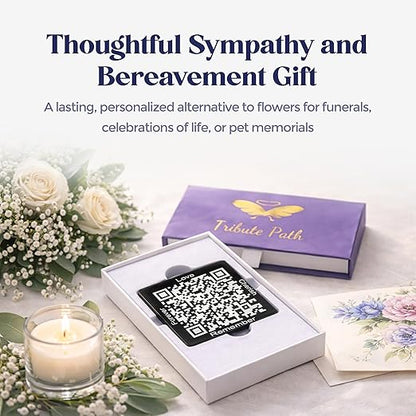 Memorial Slate Stone - Linked to The Digital Profile (TributePath), Memorial Plaque Sympathy Gift or Bereavement Gift, Memorial Gifts for Loss of Father, Mother, Brother Garden Slate Stone