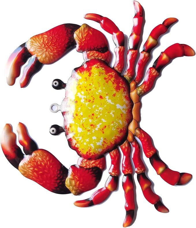 WPCJREU Crab Iron Wall Art - Marine Style Decorative Piece for Garden, Kitchen, Patio & Home Entrance - Ocean-Themed Metal Sculpture for Coastal & Nautical Spaces(B)