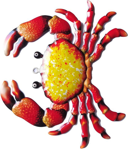 WPCJREU Crab Iron Wall Art - Marine Style Decorative Piece for Garden, Kitchen, Patio & Home Entrance - Ocean-Themed Metal Sculpture for Coastal & Nautical Spaces(B)