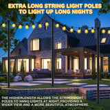 AHRLHR 10 Pack String Light Poles,Poles for Outdoor String lights10 Ft Metal Poles with Fork for Outdoor String Lights,Outdoor Light Poles with Fork,Patio,Deck,Backyard