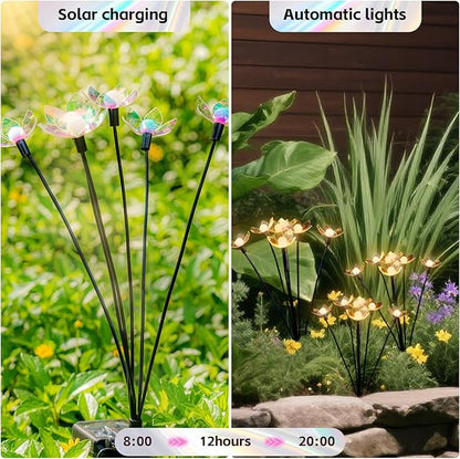 SRNPMIU Solar Lights Outdoor, Solar Firefly Swaying Light with Flower, Garden Decor Lights, IP65 Waterproof, 2 Lighting Modes, Yard Patio Pathway Decoration, Gifts for Women, Grandma (4Pack 24LED)