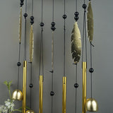 Wolf Dream Catcher Wind Chimes for Outside, Gold Metal Howling Wolf Windchimes with Bells & Feathers, Gift for Wolf Lovers Chimes Wolves(Golden Wolf)