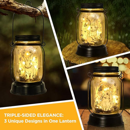 Bunny Gifts for Women/Men Bunny Lovers Solar Lantern Mom Birthday, Mothers Day, Christmas Gifts, Animal Solar Lantern Garden Decoration Lights Outside for Yard, Patio,Backyard,Porch, Torches
