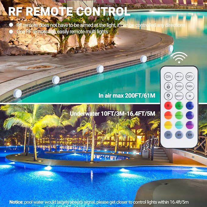 LOFTEK Submersible LED Lights with Remote, 13 LED Pool Lights for Inground Above Ground Pool with Magnets &Suction Cups,16 Color Changing Underwater Light for Ponds Battery Operated, 1 Pack