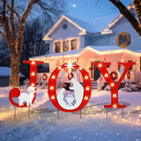 WONDER GARDEN Christmas Metal Yard Stakes, Lighted Joy and Nativity Scene Christmas Garden Stakes Yard Signs, Outdoor Decorations for Lawn Party Outside