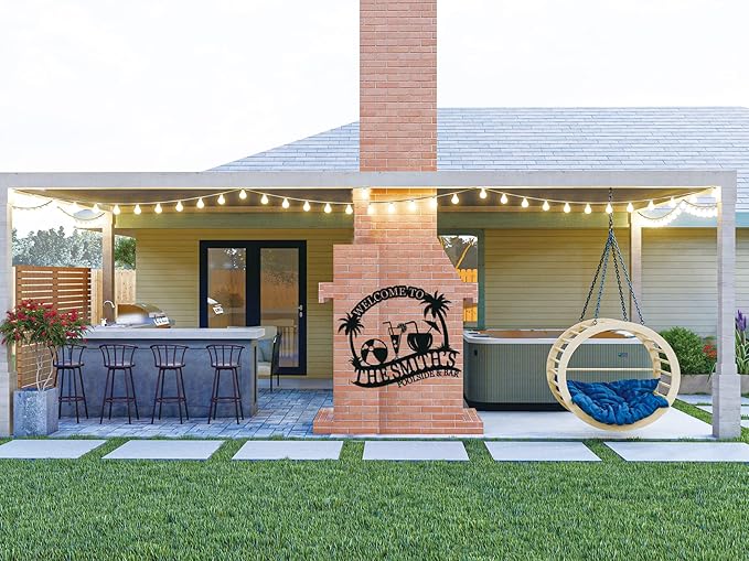 Metal Pool Sign, Personalized Family Pool Sign,Poolside Paradise Sign, Backyard Patio Sign,Swimming Metal Sign, Last Name Pool Sign, Pool Signs and Decor Outdoor, Custom Pool Sign(E)