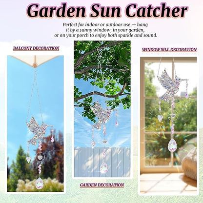 Gifts for Grandma, Hummingbird Gifts for Grandma, Nana, Grandmother, Mothers Day Birthday from Grandkids, Hanging Hummingbird Home Decor Sun Catchers Indoor Outside Decoration for Spring Garden
