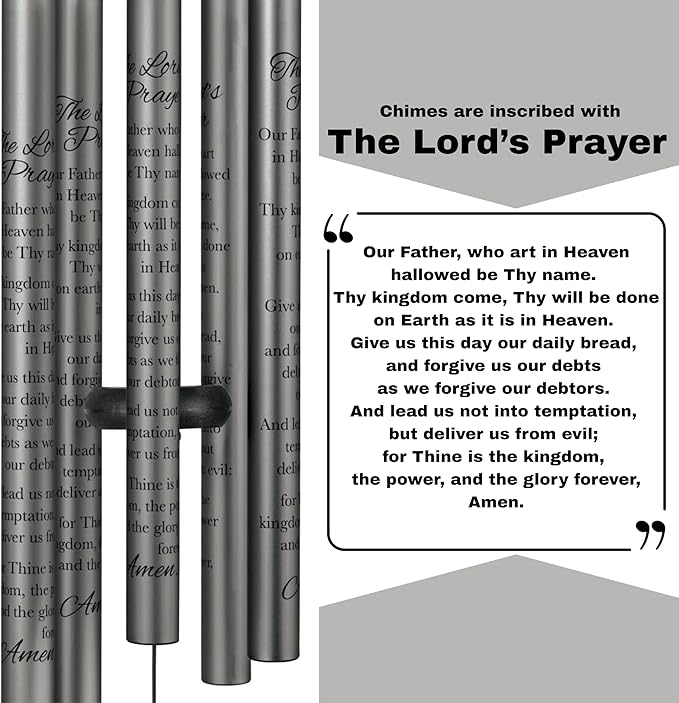 The Bridge Collection 30" 'Lord's Prayer' Christian Bible Verse Wind Chime - Windchime for Outdoor Garden Patio/Porch