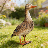 Shorayn Metal Duck Garden Statue, Life-Size Iron Hen Mallard, Handmade Gray Duck Yard Decor, Indoor Outdoor Ornament, Gift for Housewarming/Mother’s Day/Christmas