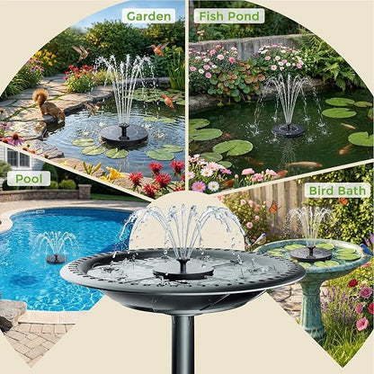 Solar Fountain for Bird Bath: Floating Mini Solar Powerd Water Fountain Outdoor with 6 Nozzles 2026 Upgraded Mini Fountains Pump for Brids Bath Garden Pond Pool