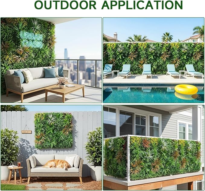 Artificial Grass Wall Panels, 40"x 40" Boxwood Hedge Wall Panels with UV Protection, Privacy Screen Fence, Greenery Wall Backdrop for Indoor Outdoor Garden Fence Backyard Decor