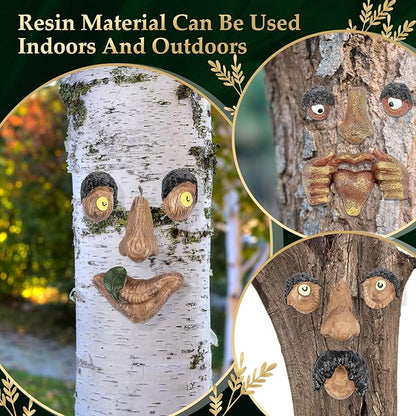 Vercraft 3 Pack Tree Face Decor Outdoor with Screws Old Man Ghost Tree Art for Easter Halloween Garden Outdoors and Indoors(Classic Style)