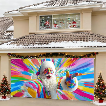 7 x 16 ft Christmas Garage Door Decorations Merry Christmas decorations Xmas Garage Door Cover, Happy New Year Hanging Banner for Home,Outdoor,Indoor,Party