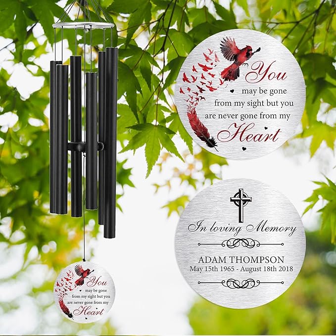 ASTARIN Personalized 30" Bereavement Wind Chimes for Outside, Memorial Gift in Remembrance of a Loved One, Sympathy Gift for Loss of Mother Father Husband, Garden Patio Decor