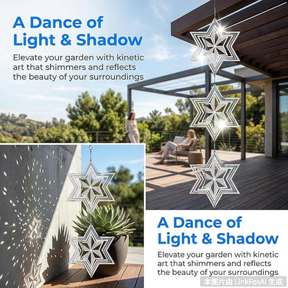 12PCS Stainless Steel Bird Deterrent Wind Spinners for Outside – Reflective Outdoor Bird Repellent Hanging Ornaments, Humane Pigeon Scarer for Yard Garden, Balcony, Patio, Roof & Window (12, Star)