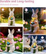 Nacome Solar Bunny Garden Decor: Outdoor Rabbit Statue with Succulent for Yard Art Lawn Ornaments Porch Patio Balcony - Easter Birthday Gifts for Mom Women Grandma