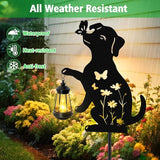 Solar Lights Outdoor Stakes, Metal Dog Solar Lights,Birthday Gifts for Women Mom Grandma, Waterproof Hanging Lantern Garden Ornaments Decor Outside Backyard, Yard Art, Patio, Pathway