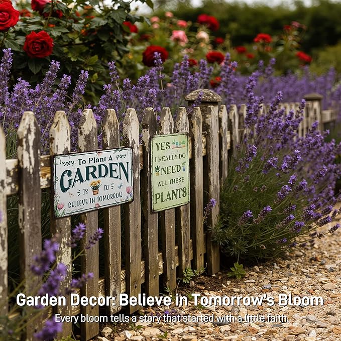PAIION Vintage Metal Garden Decor Tin Sign - To Plant A Garden Is To Believe In Tomorrow, Funny Gardening Gifts for Plant Lovers Greenhouse Backyard Decor 8x12 Inch