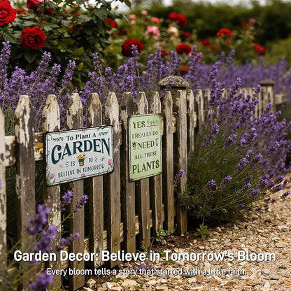 PAIION Vintage Metal Garden Decor Tin Sign - To Plant A Garden Is To Believe In Tomorrow, Funny Gardening Gifts for Plant Lovers Greenhouse Backyard Decor 8x12 Inch